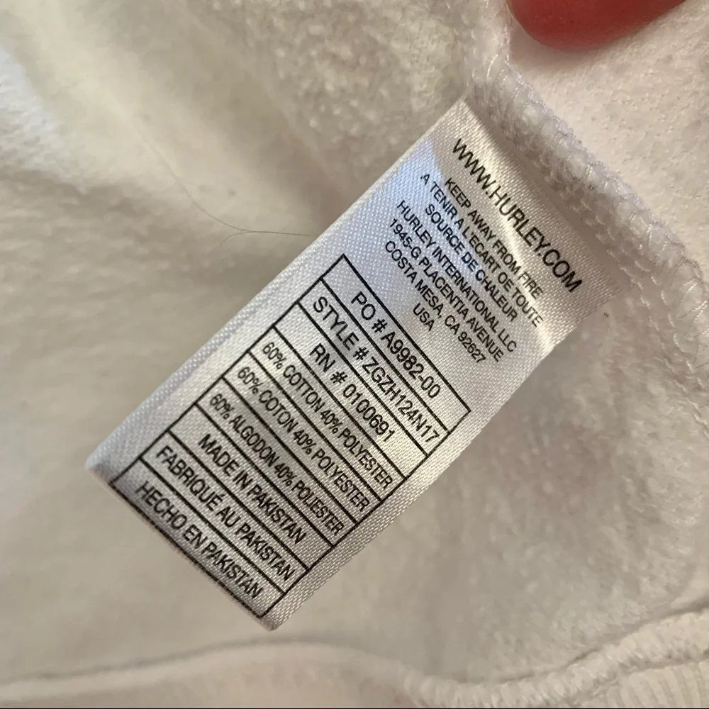 HURLEY White Hooded Zip Up Jacket